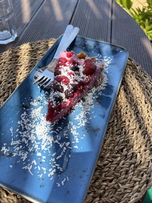 Fruit cheesecake. Delicious!   at Raízes - Cozinha Saudável & Vegetariana in Quarteira