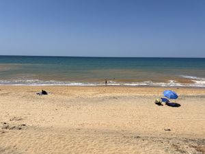 View from some of the tables  at Raízes - Cozinha Saudável & Vegetariana in Quarteira