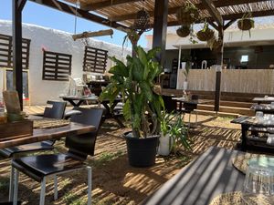 Pretty outdoor seating  at Raízes - Cozinha Saudável & Vegetariana in Quarteira