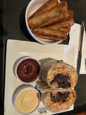 Korean BBQ burrito and yuca fries  at Lulu Green - Timeout Market in Boston