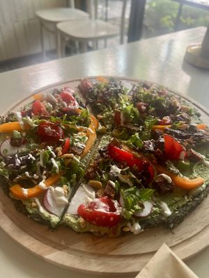 Raw pizza  at Ecospace in Yerevan