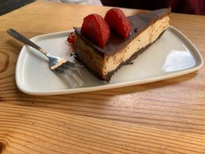 Very tasty banana-chocolate tofucake:) at Wypas in Poznan