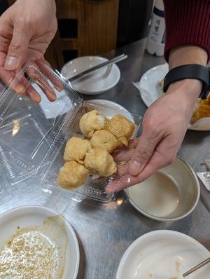 Fried tofu rice balls at Vegan Seoul Market Food Tour  in Seoul