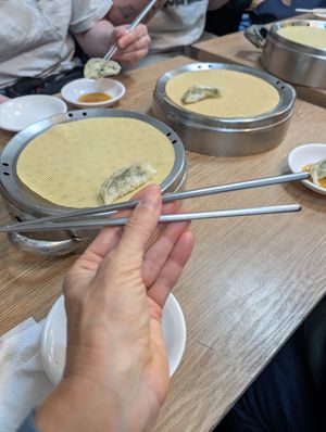 Vegetable dumplings at Vegan Seoul Market Food Tour  in Seoul