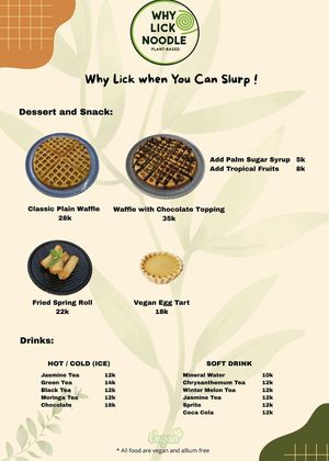 menu page 2 at Why Lick Noodle in Batam