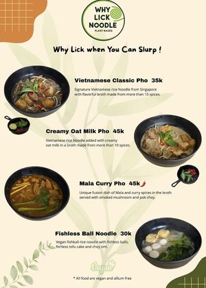 menu page 1 at Why Lick Noodle in Batam