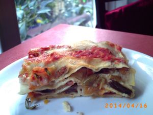 vegan lasagna at Teneffus Cafe in Istanbul