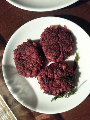 beet burger at Teneffus Cafe in Istanbul