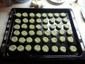 preparing oven baked falafel at Teneffus Cafe in Istanbul