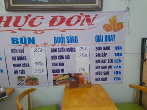 Menu at Quán Chay Tâm Phuc in Ho Chi Minh City