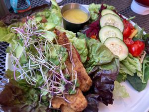 Vegan BLT…I had it without a bun because I’m limiting carbs.  at Jubilee Railroad Wilderness Lodge in Dunsmuir