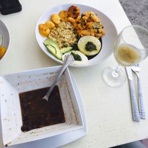 bean soup (almost gone) and a plethora of goodies at Pura Vida - Calle 121 in Bogota