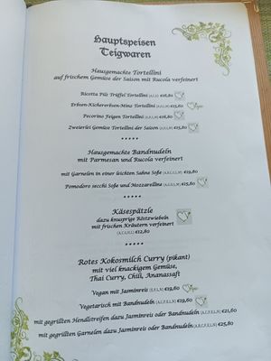 Karte at Gasthaus Tax in Baernbach