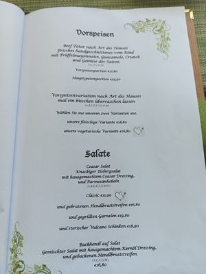 Karte at Gasthaus Tax in Baernbach