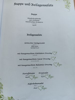 Karte at Gasthaus Tax in Baernbach