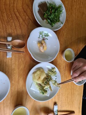 Pumpkin gnocchi, acorn jelly, tempurah at Baru in Gyeongju