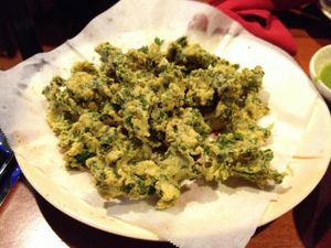 Spinach pakora  at Karaikudi Palace in Scottsdale