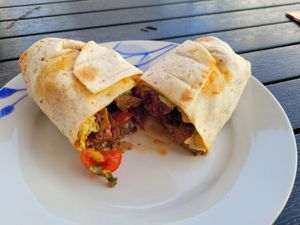 Shawarma Wrap mit Seitan at Vida Verde in Tarifa