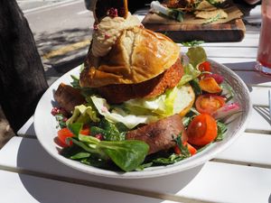 Vegan pumpkin burger  at Brunch & Cake in Barcelona