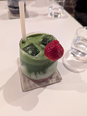 Iced Matcha Strawberry Latte at Towzen - Sydney in Sydney