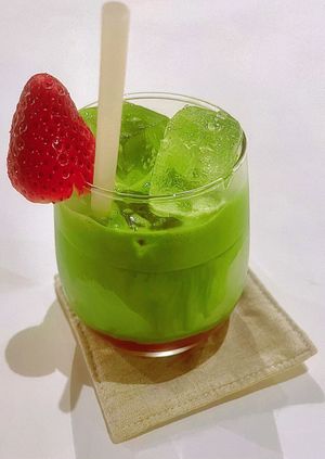 Premium Kyoto Uji Matcha Strawberry Latte (Iced)  at Towzen - Sydney in Sydney