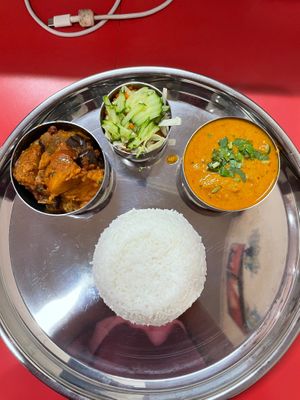 Rice, Capsicum Masala, Aloo Bhaingan  at YOUSAI in Tsukuba