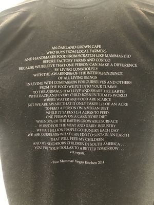 Lovely values at Two Mammas Vegan Kitchen in Oakland