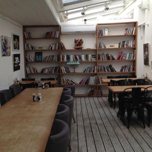 One of the interior rooms at Lechem Erez in Kfar Saba