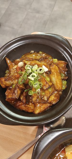 Eggplant soy sauce at Ni Hao in San Sebastian