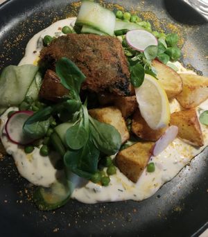 Vegan fish and chips at Vegan Restoran V in Tallinn