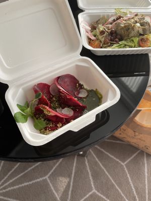 Beet ravioli at Vegan Restoran V in Tallinn