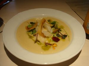 Creamy cauliflower soup at Vegan Restoran V in Tallinn