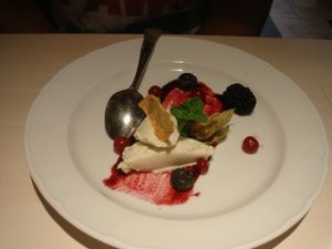 Lemongrass cashew creme at Vegan Restoran V in Tallinn