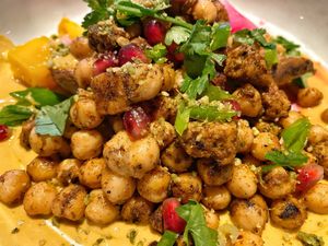 Baked sweet potato & tempeh   at Vegan Restoran V in Tallinn