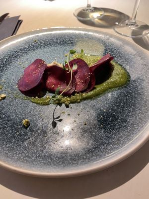 Beetroot Ravioli at Vegan Restoran V in Tallinn