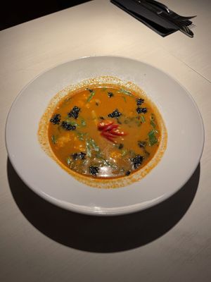 Coconut soup at Vegan Restoran V in Tallinn