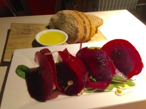 Beet ravioli at Vegan Restoran V in Tallinn