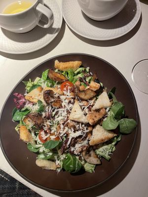 Caesar salad with fried portobello mushroom   at Vegan Restoran V in Tallinn