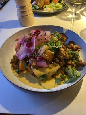 Sweet potato with tempeh  at Vegan Restoran V in Tallinn