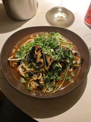 Udon noodle soup  at Vegan Restoran V in Tallinn