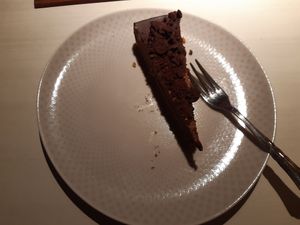 Chocolate cake at Vegan Restoran V in Tallinn