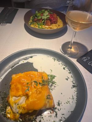 Lasagne and noodles with cauliflower   at Vegan Restoran V in Tallinn