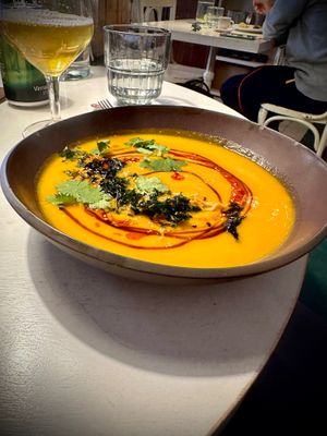 Tasty soup at Vegan Restoran V in Tallinn