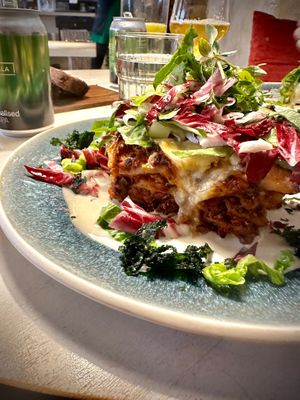 I wish I had a better picture, but I was halfway through the lasagna (delicious btw) when I remembered to take a pic! at Vegan Restoran V in Tallinn