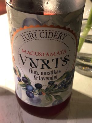 Tori Vurts apple- blueberry- lavender lemonade at Vegan Restoran V in Tallinn