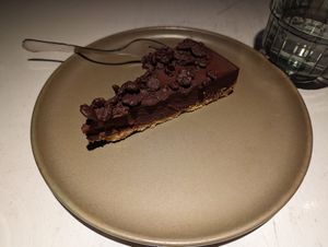Dark chocolate cake at Vegan Restoran V in Tallinn