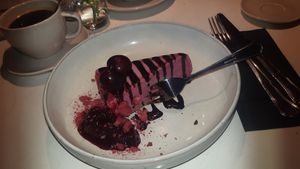 Cherry cake at Vegan Restoran V in Tallinn