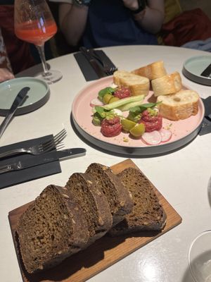 Spreads and bread   at Vegan Restoran V in Tallinn
