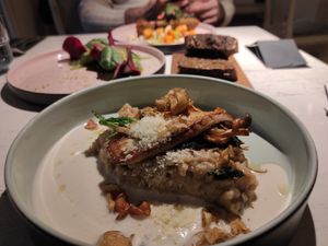 Oyster mushroom risotto at Vegan Restoran V in Tallinn