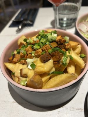 Cheese fries with tofu  at Vegan Restoran V in Tallinn